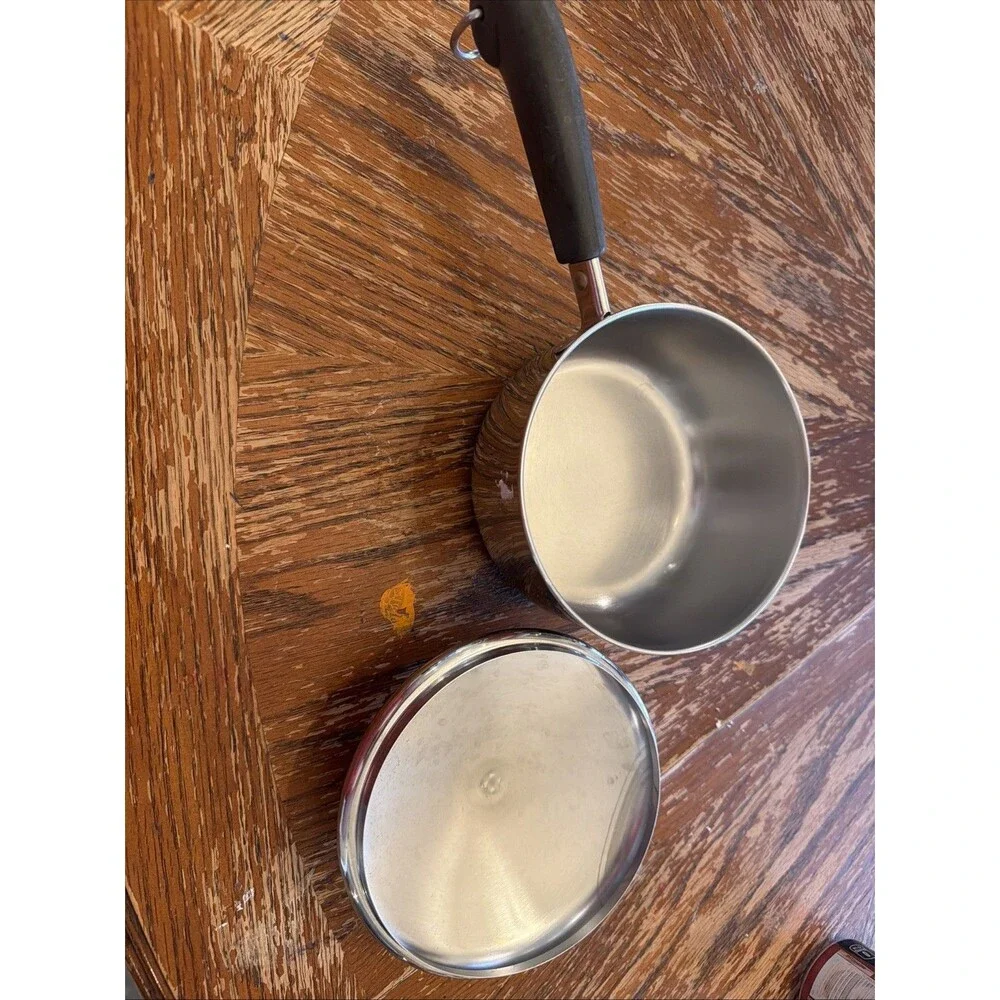 Revere Ware 1 Quart Copper Bottom Saucepan w Lid USA 1801 Vintage 88